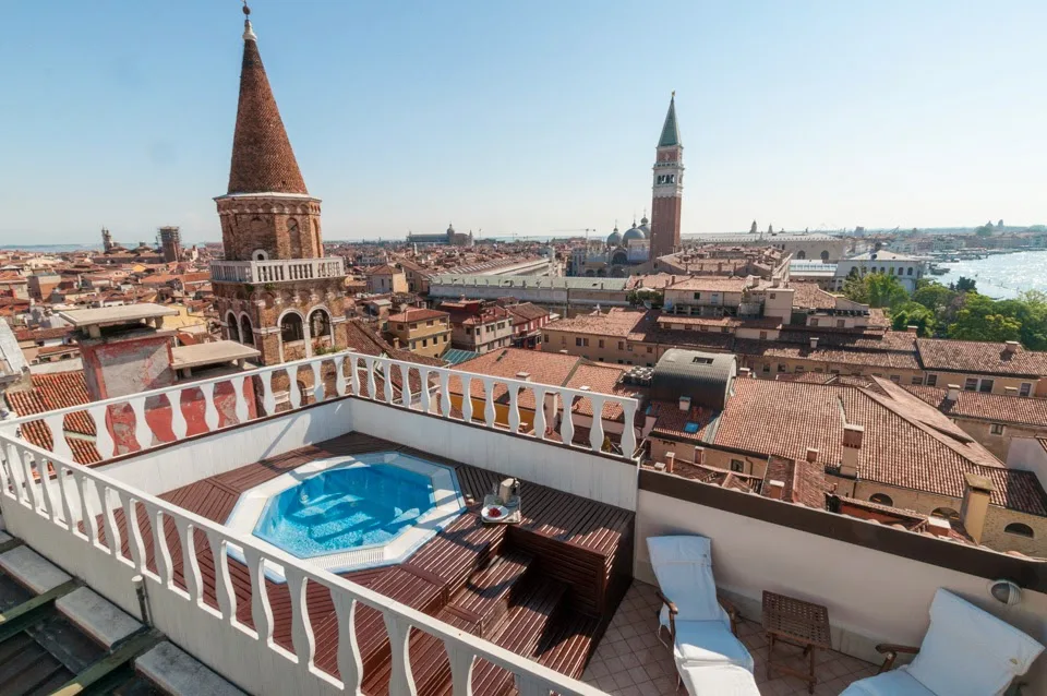 Bauer Hotel exterior and canal frontage in San Marco, Venice