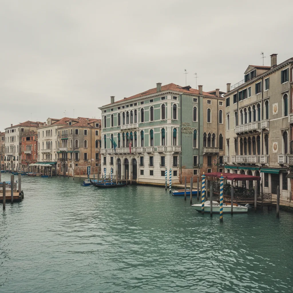 Hotel Carlton on the Grand Canal exterior and canal frontage in Santa Croce, Venice