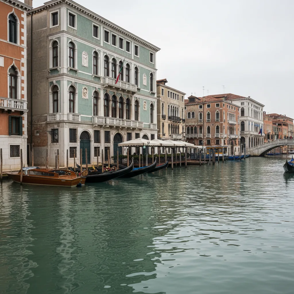 Hotel Monaco & Grand Canal exterior and canal frontage in San Marco, Venice