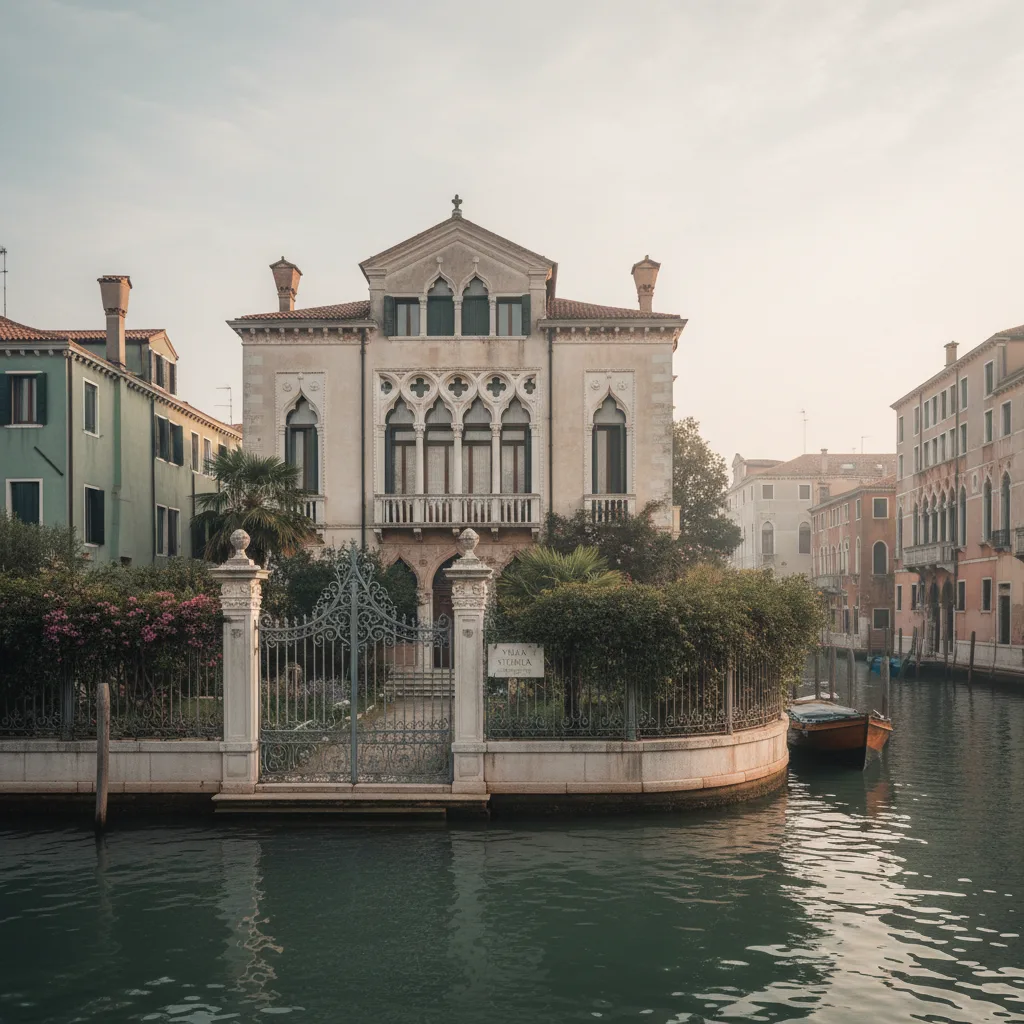 Villa Stella on the Lido, an early twentieth-century family villa with a front garden and wrought-iron gate